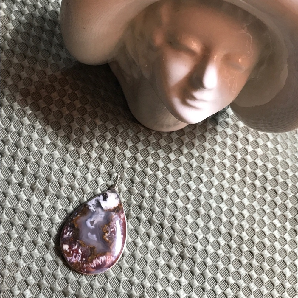 Crazy Lace Jasper Cabochon Silver Pendant
